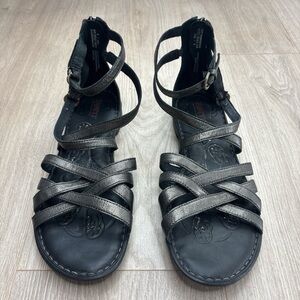 Born Metallic Black Strappy Sandals